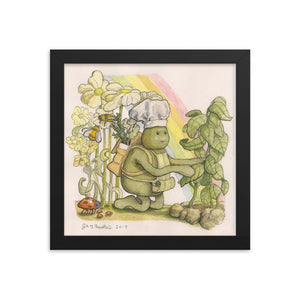 Tiny Chef Basil Garden Framed Print
